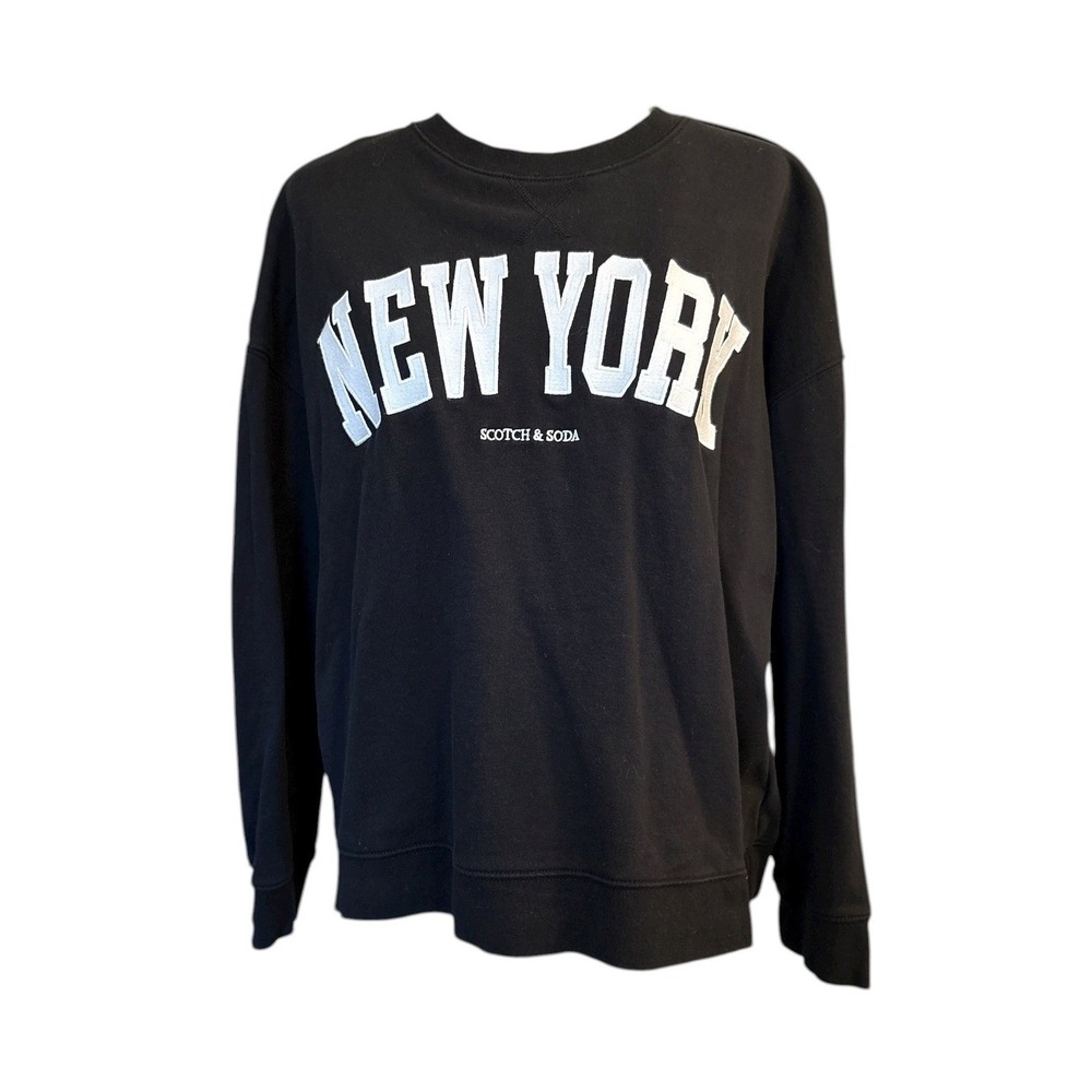Scotch & Soda Oversized "New York" Sweatshirt Black Women's XL 100%‎ Cotton